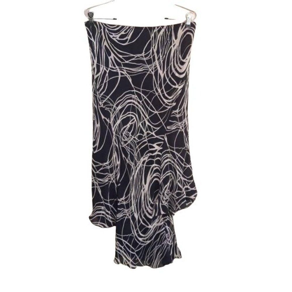 Vintage Gothic Witchy Skirt Silk  Abstract Spiderwebs Asymmetrical Black Size 12